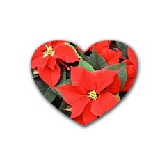 Poinsettia Rubber Coaster (heart)  by trendistuff