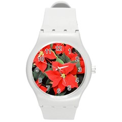 Poinsettia Round Plastic Sport Watch (m) by trendistuff