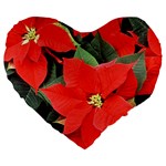 POINSETTIA Large 19  Premium Heart Shape Cushions Front