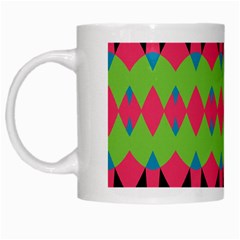 Rhombus And Other Shapes Pattern White Mug by LalyLauraFLM