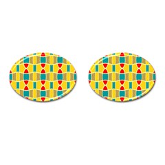 Colorful Chains Pattern			cufflinks (oval) by LalyLauraFLM