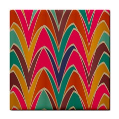 Bended Shapes In Retro Colors			tile Coaster by LalyLauraFLM