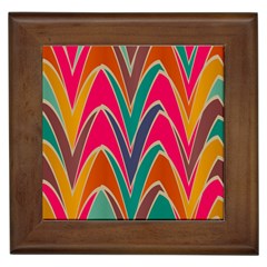 Bended Shapes In Retro Colors			framed Tile by LalyLauraFLM