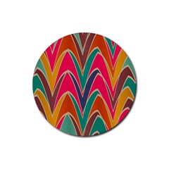 Bended Shapes In Retro Colors			rubber Coaster (round) by LalyLauraFLM