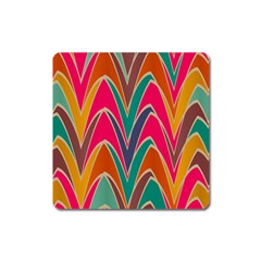 Bended Shapes In Retro Colors			magnet (square) by LalyLauraFLM