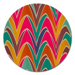 Bended Shapes In Retro Colors			magnet 5  (round) by LalyLauraFLM