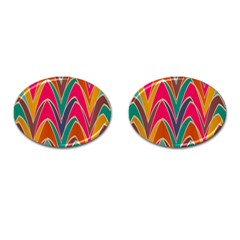 Bended Shapes In Retro Colors			cufflinks (oval) by LalyLauraFLM