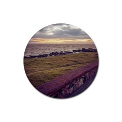 Playa Verde Coast In Montevideo Uruguay Rubber Round Coaster (4 Pack)  by dflcprints