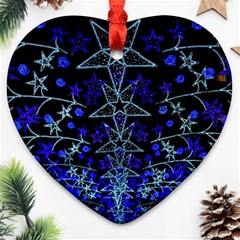 Christmas Stars Heart Ornament (2 Sides) by trendistuff