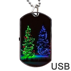 Christmas Lights 1 Dog Tag Usb Flash (one Side) by trendistuff