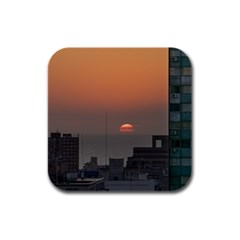 Aerial View Of Sunset At The River In Montevideo Uruguay Rubber Square Coaster (4 Pack)  by dflcprints