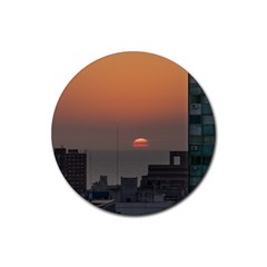 Aerial View Of Sunset At The River In Montevideo Uruguay Rubber Coaster (round)  by dflcprints