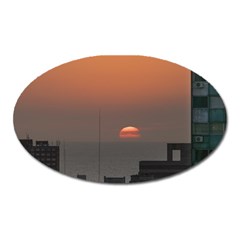 Aerial View Of Sunset At The River In Montevideo Uruguay Oval Magnet by dflcprints