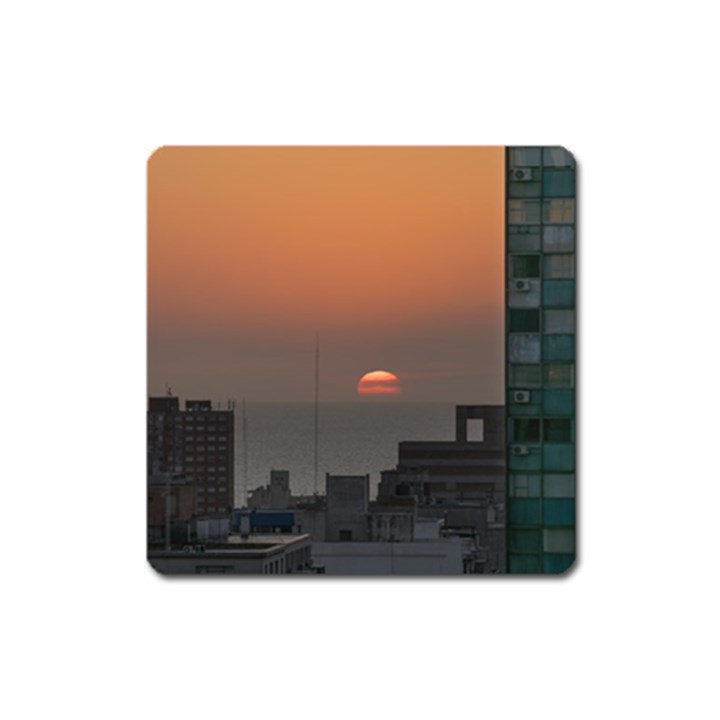 Aerial View Of Sunset At The River In Montevideo Uruguay Square Magnet