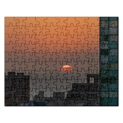 Aerial View Of Sunset At The River In Montevideo Uruguay Rectangular Jigsaw Puzzl by dflcprints