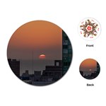 Aerial View Of Sunset At The River In Montevideo Uruguay Playing Cards (Round)  Front