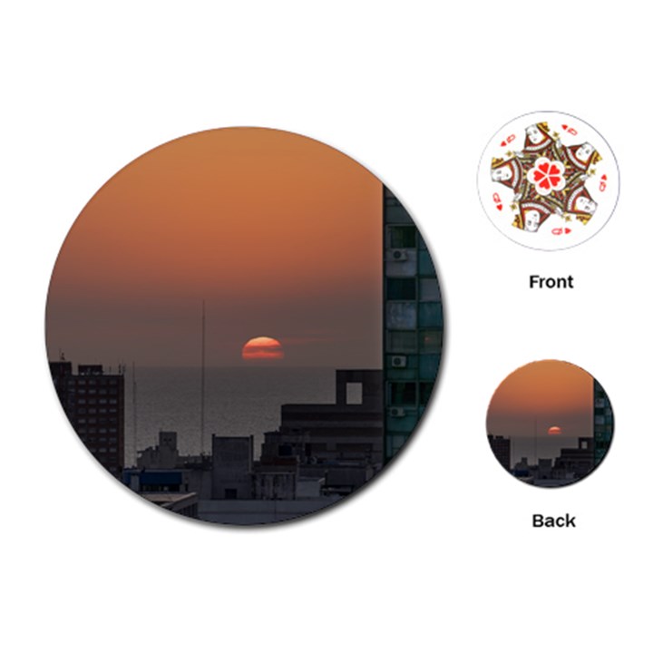 Aerial View Of Sunset At The River In Montevideo Uruguay Playing Cards (Round) 