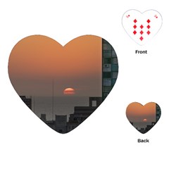 Aerial View Of Sunset At The River In Montevideo Uruguay Playing Cards (heart)  by dflcprints