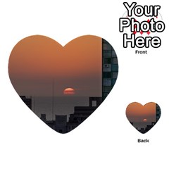 Aerial View Of Sunset At The River In Montevideo Uruguay Multi-purpose Cards (heart)  by dflcprints