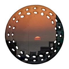 Aerial View Of Sunset At The River In Montevideo Uruguay Ornament (round Filigree)  by dflcprints