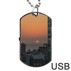 Aerial View Of Sunset At The River In Montevideo Uruguay Dog Tag Usb Flash (one Side) by dflcprints