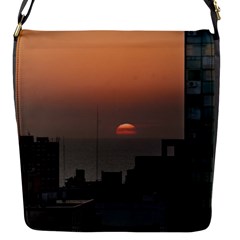 Aerial View Of Sunset At The River In Montevideo Uruguay Flap Messenger Bag (s) by dflcprints