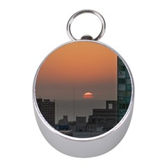 Aerial View Of Sunset At The River In Montevideo Uruguay Mini Silver Compasses by dflcprints