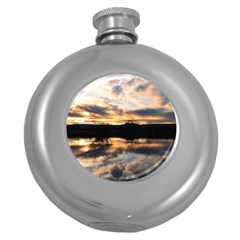 Sun Reflected On Lake Round Hip Flask (5 Oz) by trendistuff