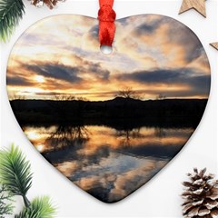 Sun Reflected On Lake Heart Ornament (2 Sides) by trendistuff