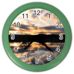 Sun Reflected On Lake Color Wall Clocks by trendistuff