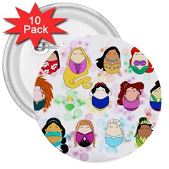 Disney Ladies 3  Buttons (10 Pack)  by lauraslovelies