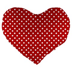 Dot Red  Large 19  Premium Heart Shape Cushions by olgart