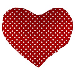 Dot Red  Large 19  Premium Flano Heart Shape Cushions