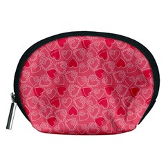 Valentine Hearts Pattern Pink Accessory Pouches (medium)  by ArigigiPixel