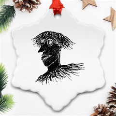 Cool Young Long Hair Man With Glasses Snowflake Ornament (2-side) by dflcprints