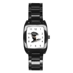 Cool Young Long Hair Man With Glasses Stainless Steel Barrel Watch by dflcprints