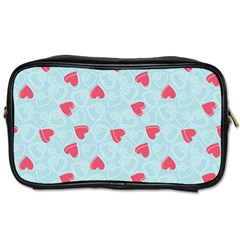 Valentine Hearts Pattern Light Blue Toiletries Bags 2-side by ArigigiPixel