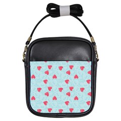 Valentine Hearts Pattern Light Blue Girls Sling Bags by ArigigiPixel