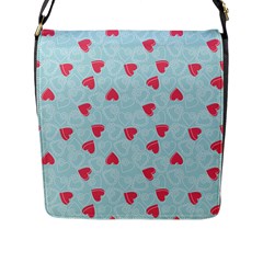 Valentine Hearts Pattern Light Blue Flap Messenger Bag (l)  by ArigigiPixel