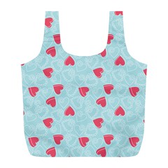 Valentine Hearts Pattern Light Blue Full Print Recycle Bags (l)  by ArigigiPixel