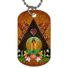 Surfing, Surfboard With Flowers And Floral Elements Dog Tag (one Side) by FantasyWorld7