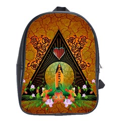 Surfing, Surfboard With Flowers And Floral Elements School Bags(large)  by FantasyWorld7