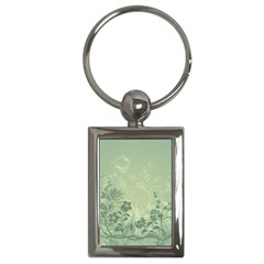 Wonderful Flowers In Soft Green Colors Key Chains (rectangle)  by FantasyWorld7