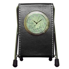 Wonderful Flowers In Soft Green Colors Pen Holder Desk Clocks by FantasyWorld7