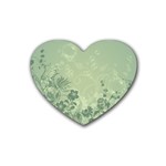 Wonderful Flowers In Soft Green Colors Rubber Coaster (Heart)  Front