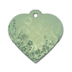 Wonderful Flowers In Soft Green Colors Dog Tag Heart (one Side) by FantasyWorld7