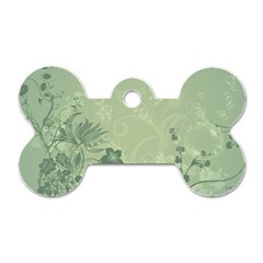 Wonderful Flowers In Soft Green Colors Dog Tag Bone (two Sides) by FantasyWorld7