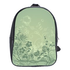 Wonderful Flowers In Soft Green Colors School Bags(large)  by FantasyWorld7