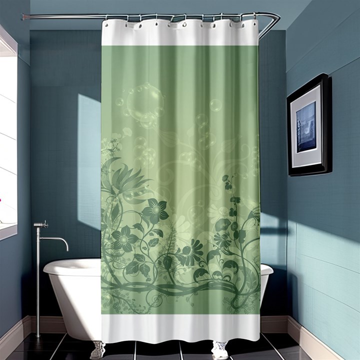 Wonderful Flowers In Soft Green Colors Shower Curtain 36  x 72  (Stall) 