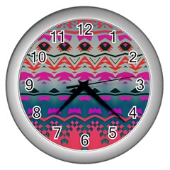 Waves And Other Shapes			wall Clock (silver) by LalyLauraFLM